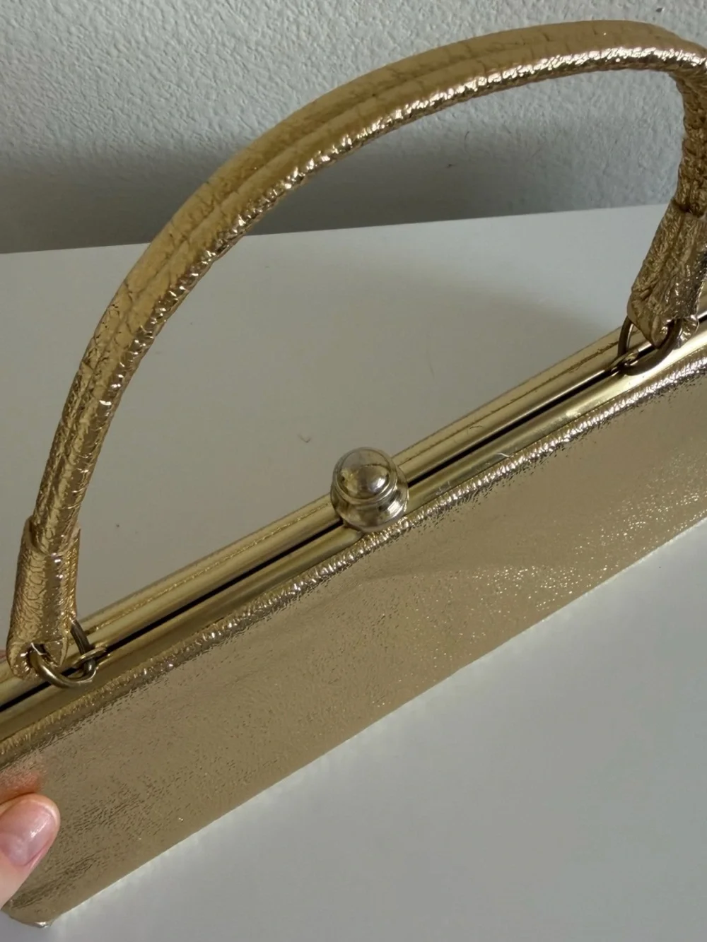 Vintage Metallic Gold Top Handle Handbag